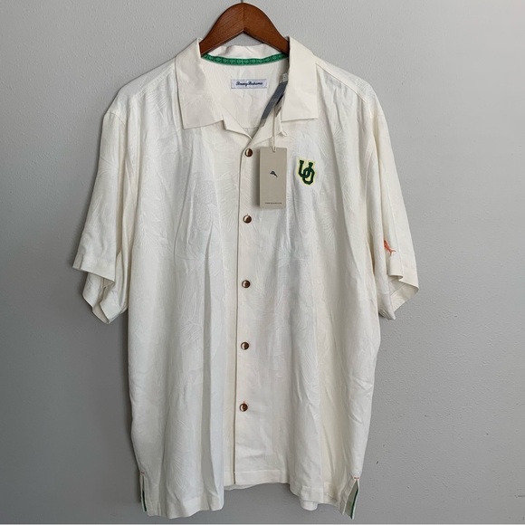 Tommy Bahama Oregon Ducks Silk Button Shirt Coconut Camp Mens XL Golf Vacation - Picture 3 of 16